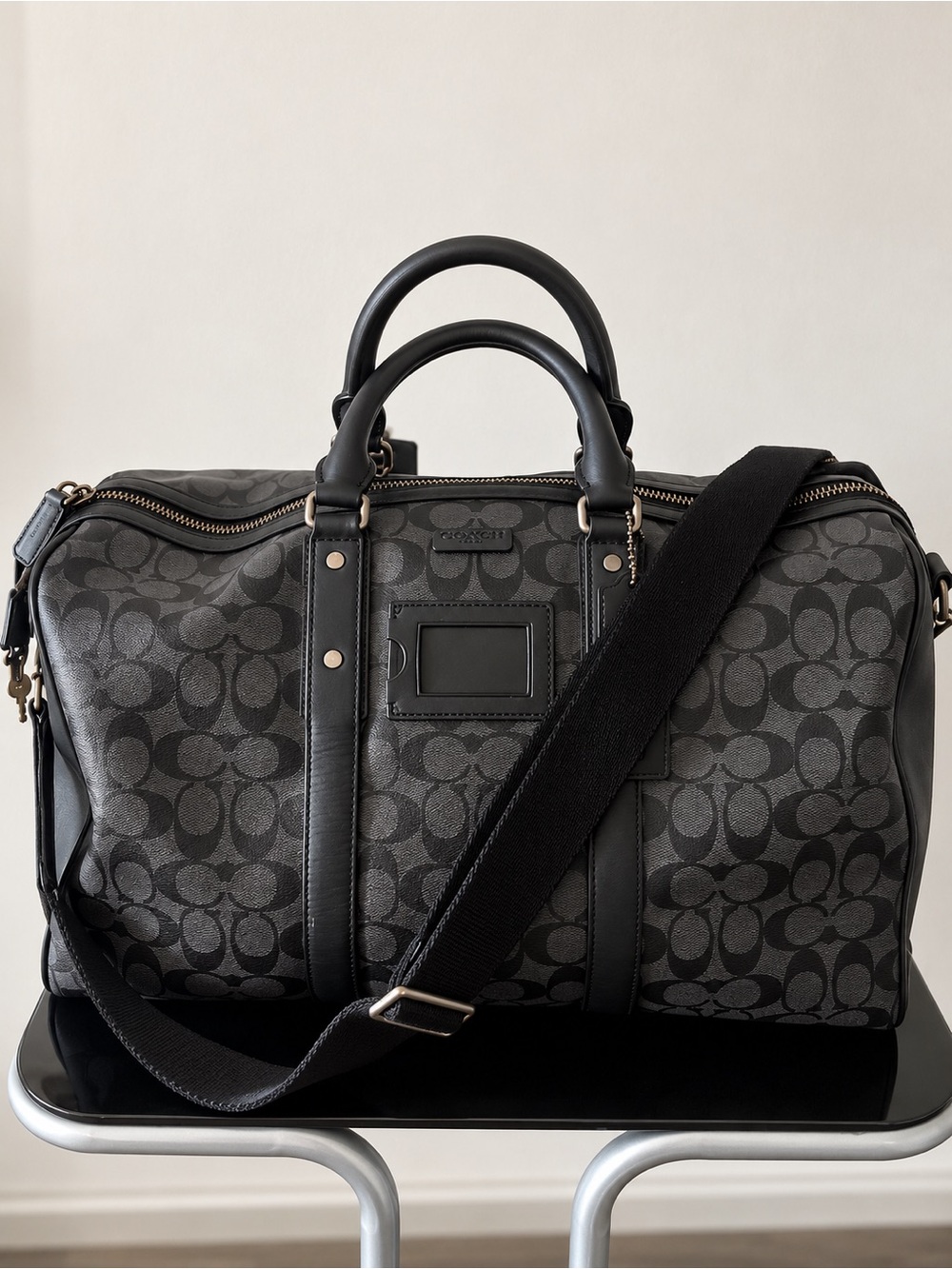 Coach Unisex Black Signature Travel Duffel Bag